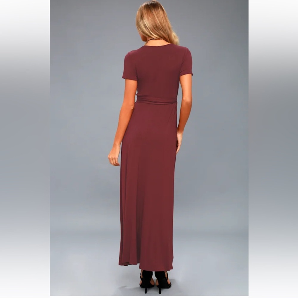 Ladies Lulu’s Evolve Burgundy Wrap Maxi Dress Size Small - Picture 3 of 12